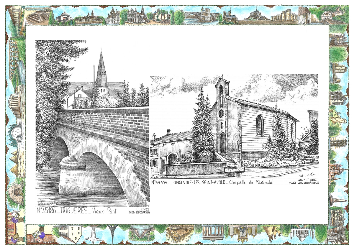 MONOCARTE N 45186-57303 - TRIGUERES - vieux pont / LONGEVILLE LES ST AVOLD - chapelle de kleindol