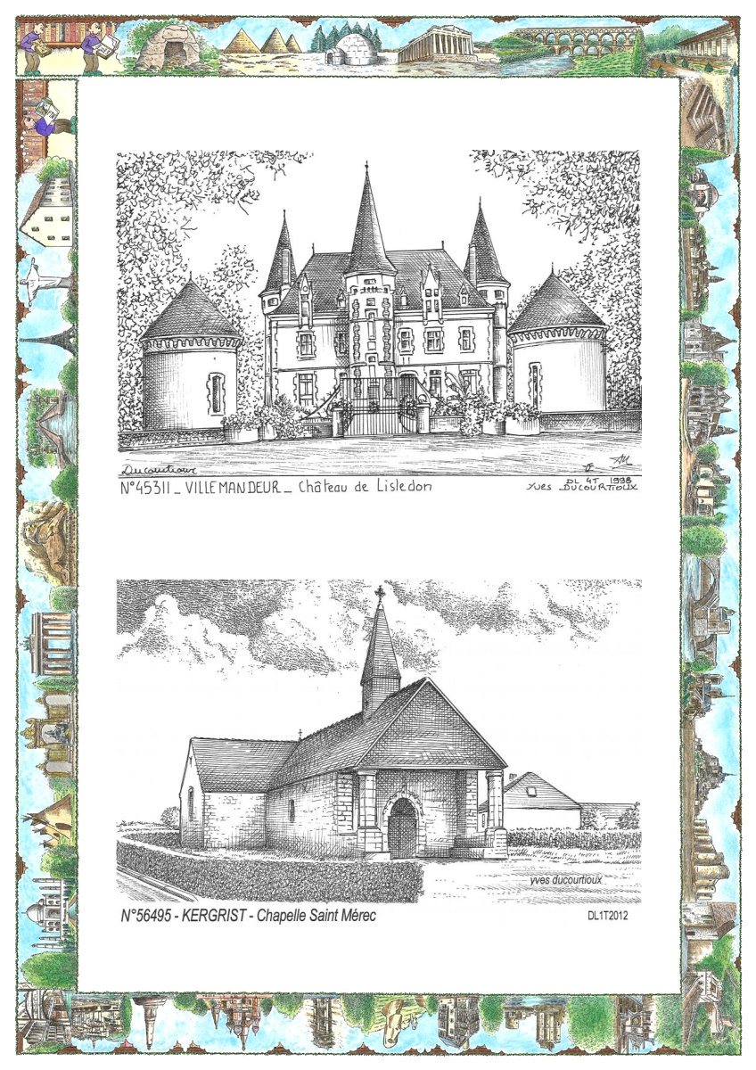 MONOCARTE N 45311-56495 - VILLEMANDEUR - ch�teau de lisledon / KERGRIST - chapelle st m�rec