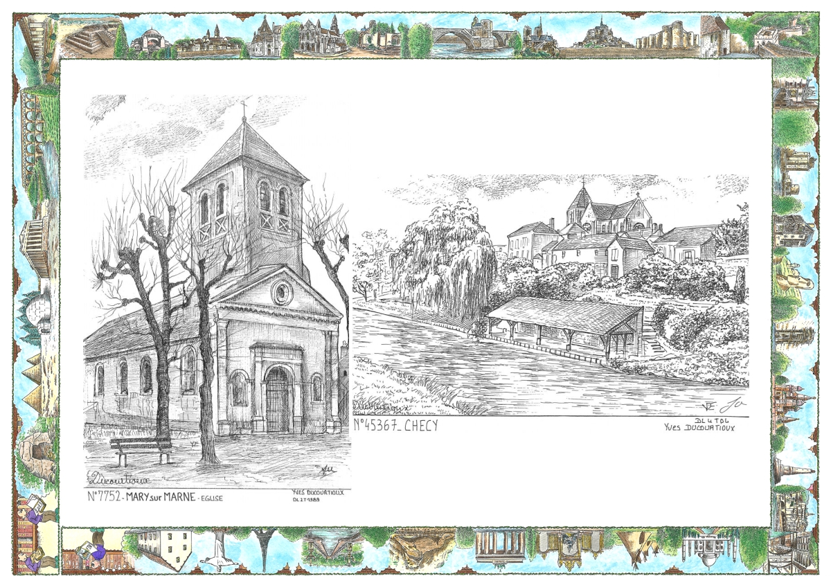 MONOCARTE N 45367-77052 - CHECY - vue / MARY SUR MARNE - �glise