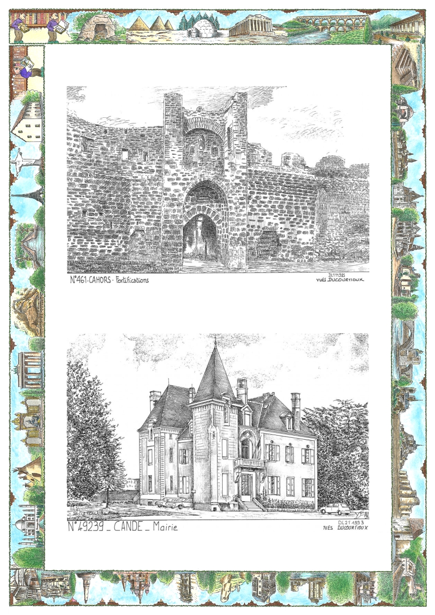 MONOCARTE N 46001-49239 - CAHORS - fortifications / CANDE - mairie