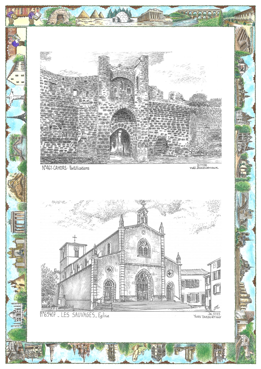 MONOCARTE N 46001-69407 - CAHORS - fortifications / LES SAUVAGES - �glise
