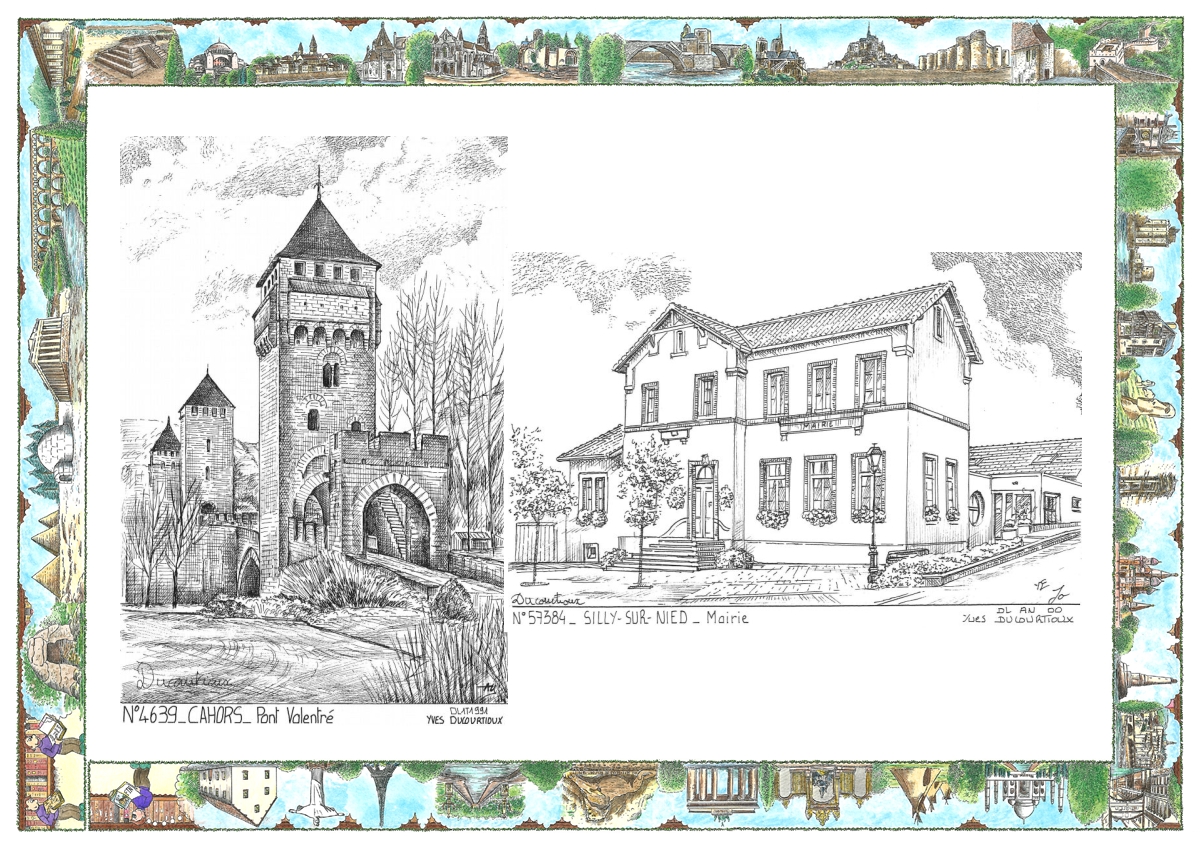 MONOCARTE N 46039-57384 - CAHORS - pont valentr� / SILLY SUR NIED - mairie