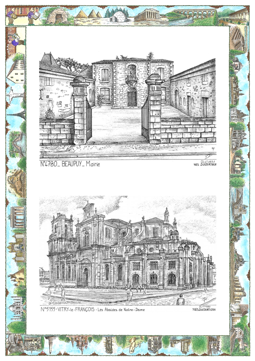 MONOCARTE N 47080-51055 - BEAUPUY - mairie / VITRY LE FRANCOIS - les absides de notre dame