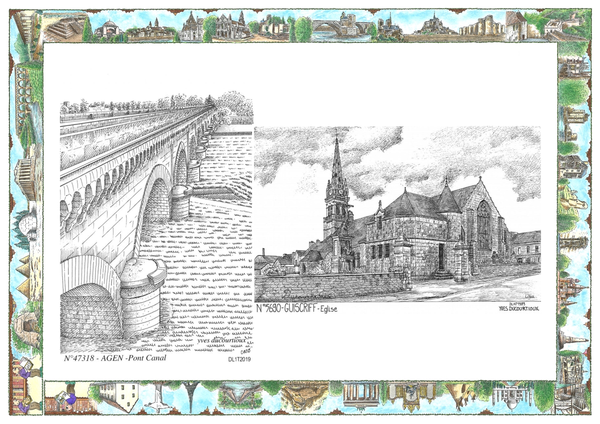 MONOCARTE N 47318-56090 - AGEN - pont canal / GUISCRIFF - �glise
