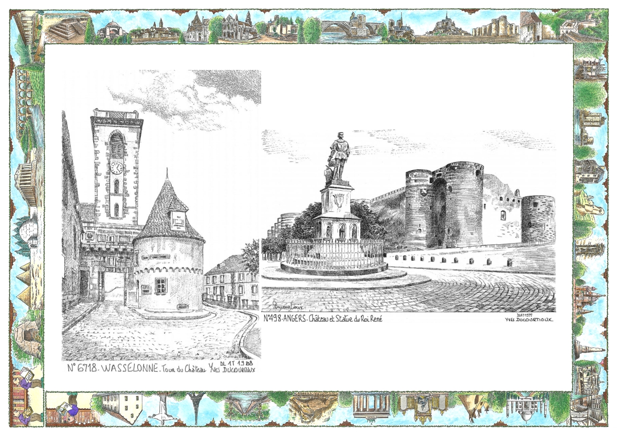 MONOCARTE N 49008-67018 - ANGERS - ch�teau et statue du roi ren� / WASSELONNE - tour du ch�teau