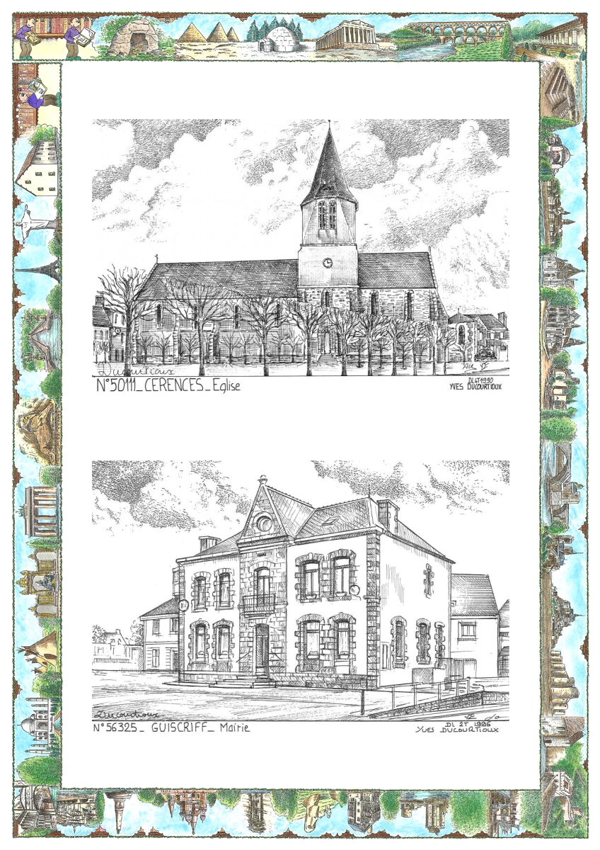 MONOCARTE N 50111-56325 - CERENCES - �glise / GUISCRIFF - mairie