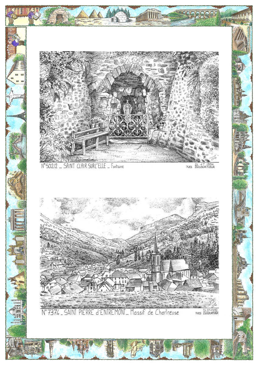 MONOCARTE N 50212-73074 - ST CLAIR SUR L ELLE - fontaine / ST PIERRE D ENTREMONT - massif de chartreuse