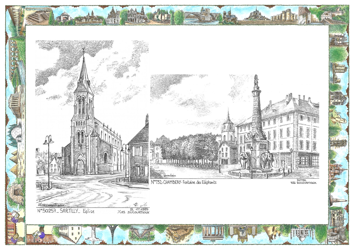 MONOCARTE N 50257-73002 - SARTILLY - �glise / CHAMBERY - fontaine des �l�phants