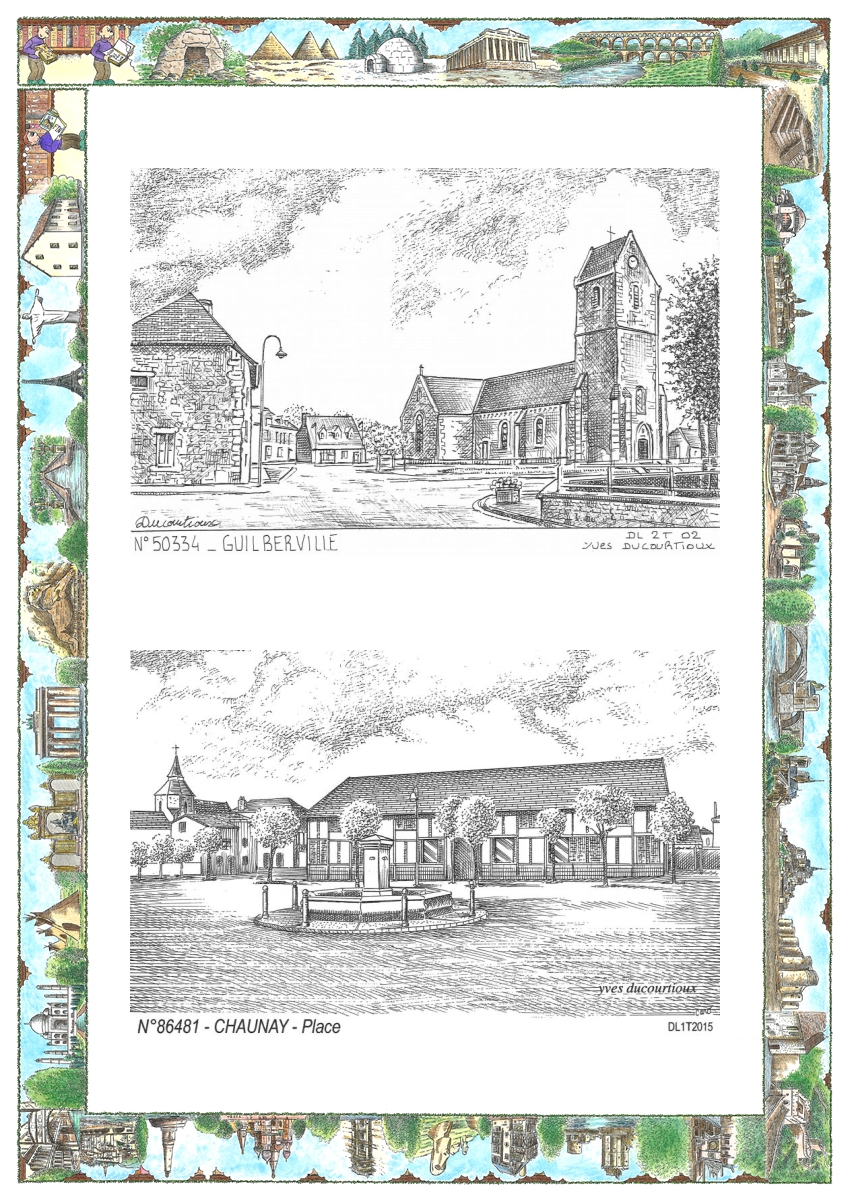 MONOCARTE N 50334-86481 - GUILBERVILLE - vue / CHAUNAY - place