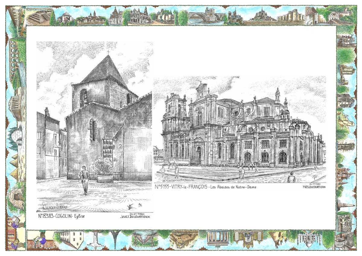 MONOCARTE N 51055-83083 - VITRY LE FRANCOIS - les absides de notre dame / COGOLIN - �glise