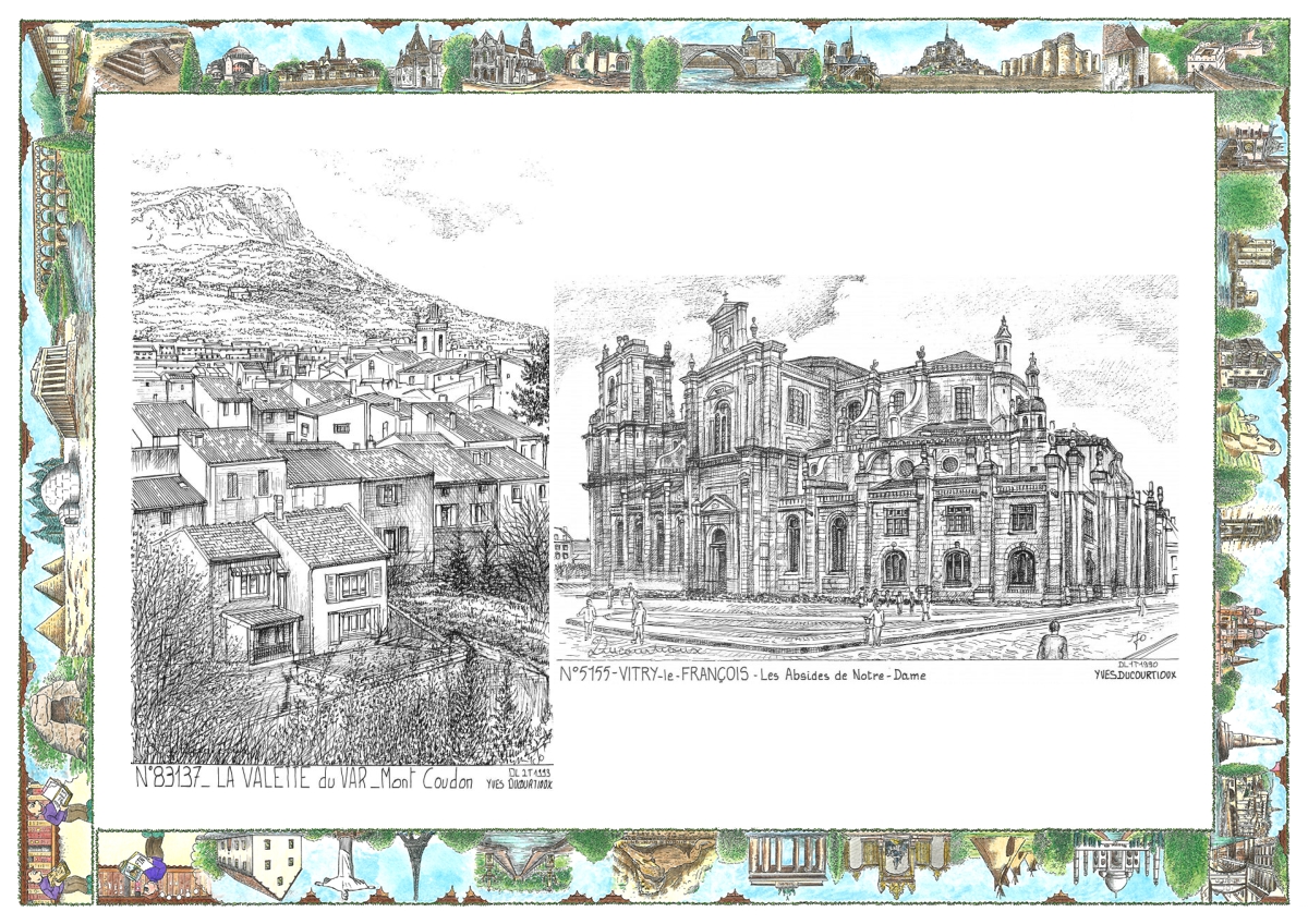 MONOCARTE N 51055-83137 - VITRY LE FRANCOIS - les absides de notre dame / LA VALETTE DU VAR - mont coudon