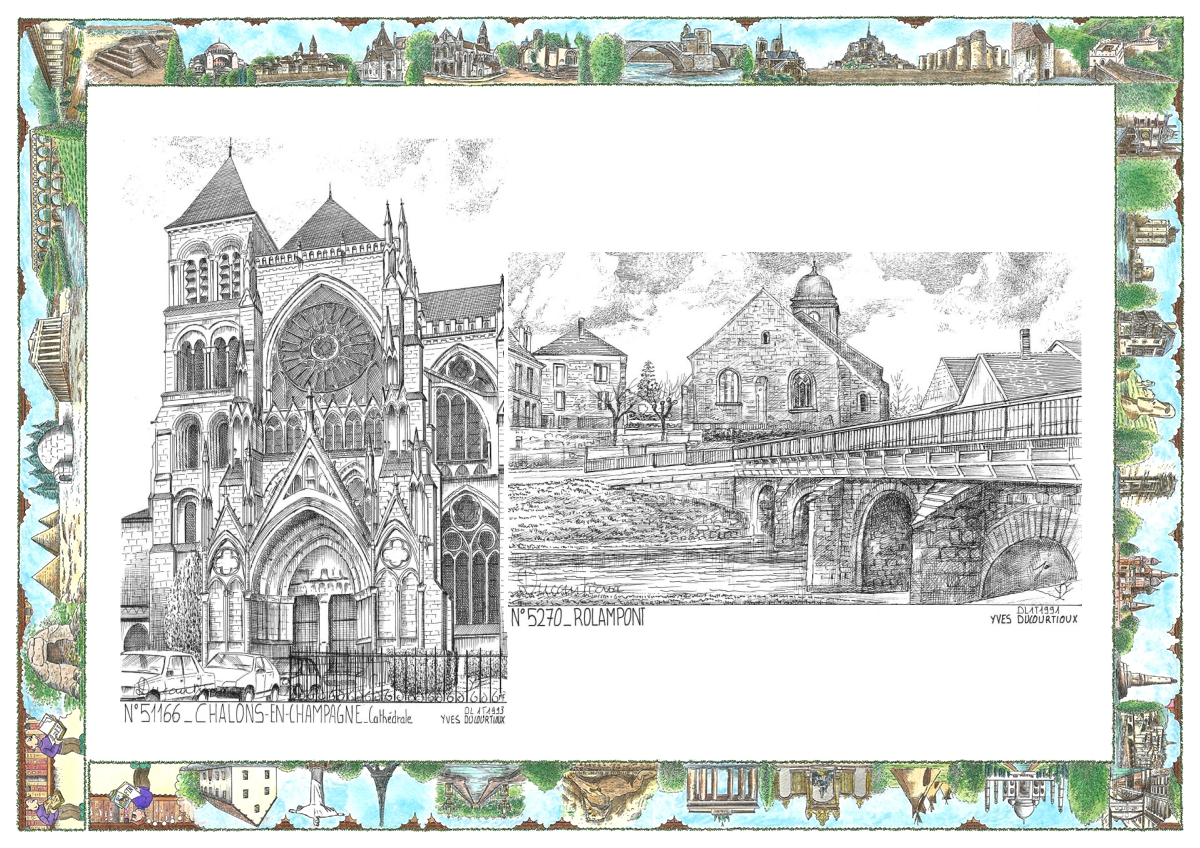 MONOCARTE N 51166-52070 - CHALONS EN CHAMPAGNE - cath�drale / ROLAMPONT - vue