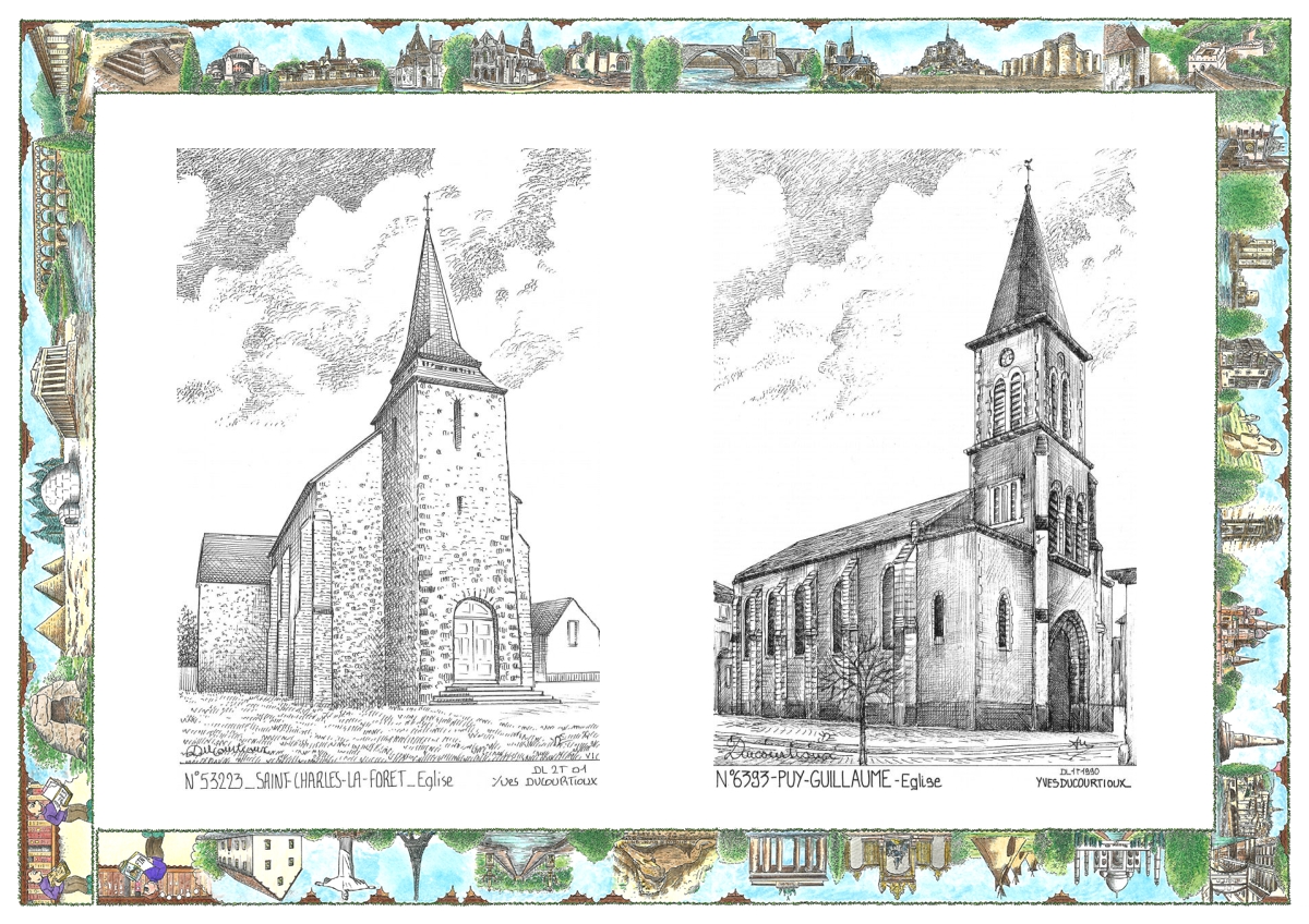 MONOCARTE N 53223-63093 - ST CHARLES LA FORET - �glise / PUY GUILLAUME - �glise