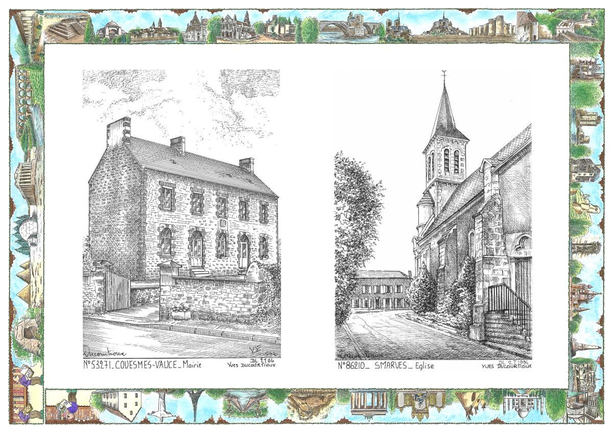 MONOCARTE N 53271-86210 - COUESMES VAUCE - mairie / SMARVES - �glise