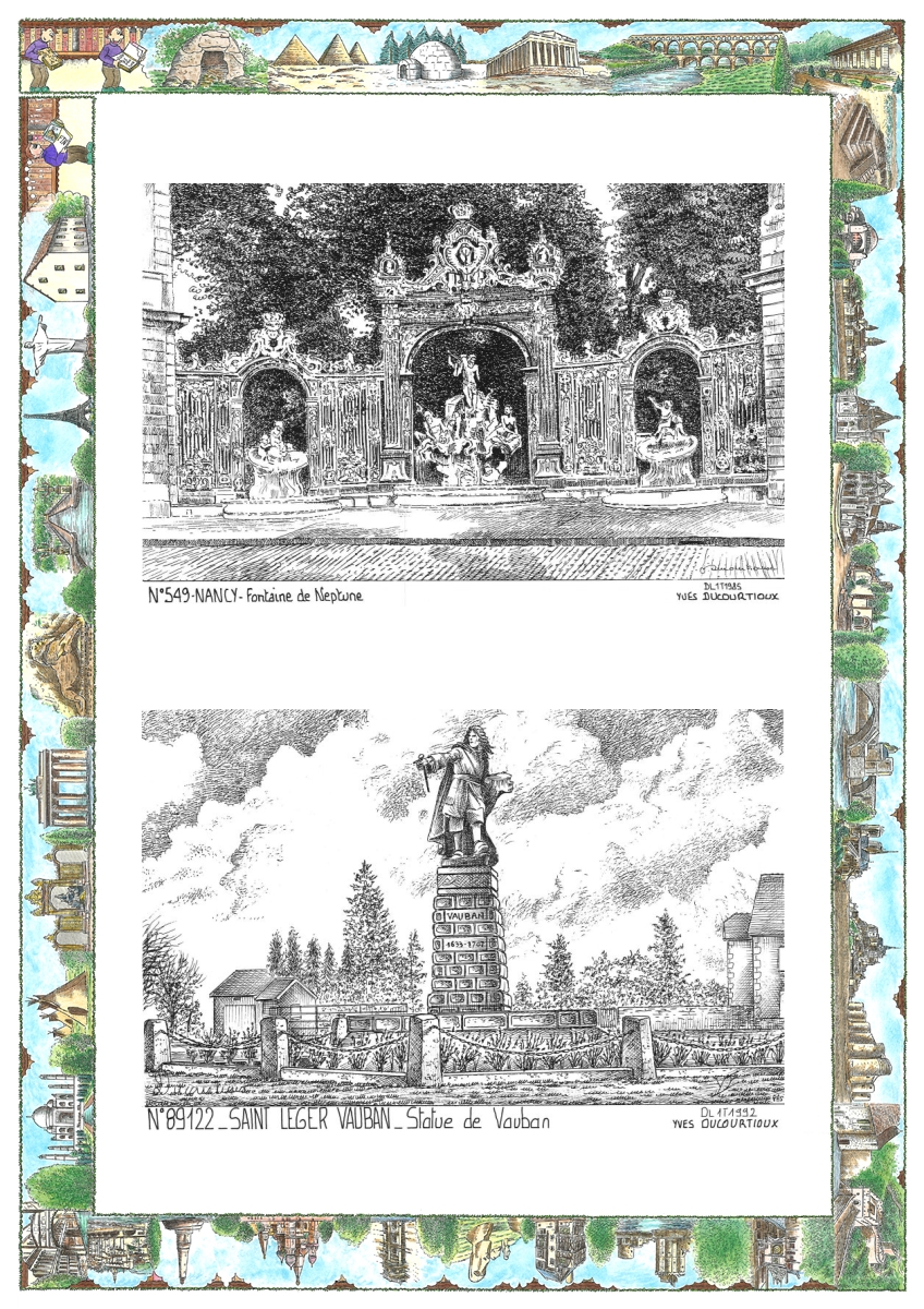 MONOCARTE N 54009-89122 - NANCY - fontaine de neptune / ST LEGER VAUBAN - statue de vauban