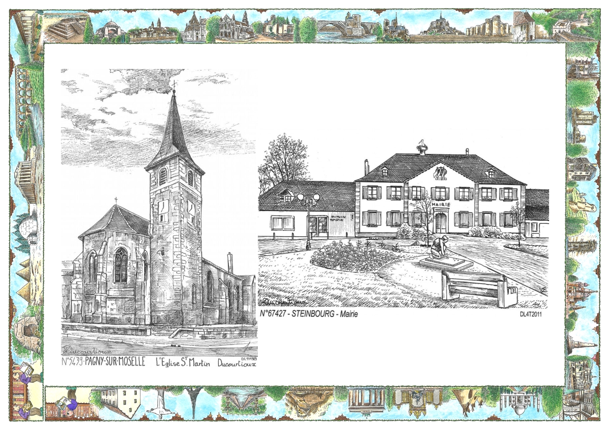 MONOCARTE N 54039-67427 - PAGNY SUR MOSELLE - l �glise st martin / STEINBOURG - mairie