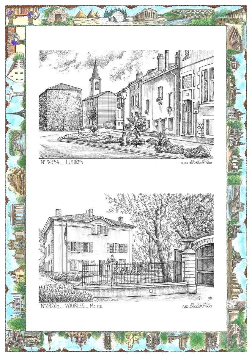MONOCARTE N 54254-69265 - LUDRES - vue / VOURLES - mairie