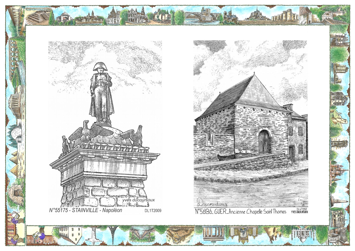 MONOCARTE N 55175-56136 - STAINVILLE - napol�on / GUER - ancienne chapelle st thomas