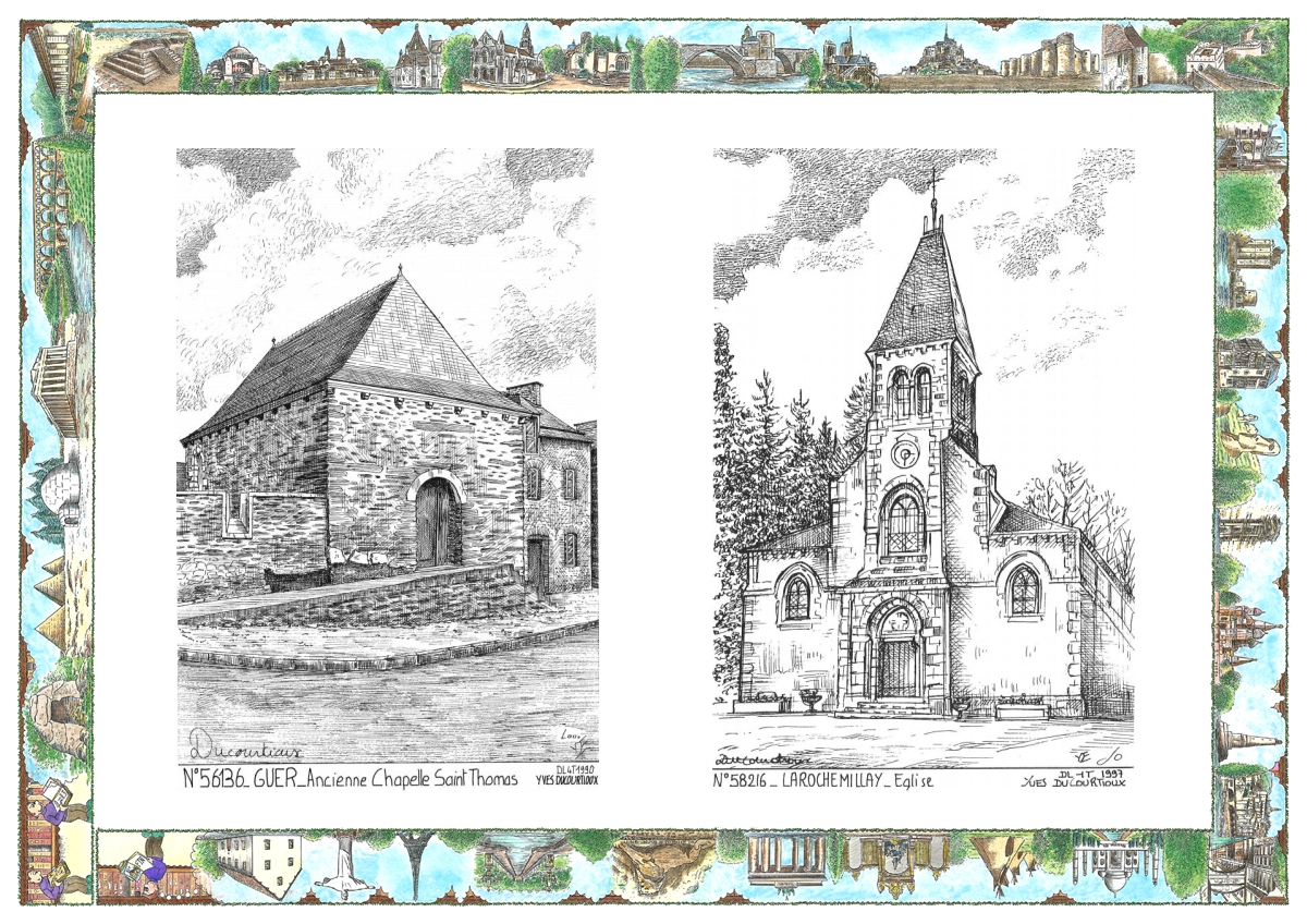 MONOCARTE N 56136-58216 - GUER - ancienne chapelle st thomas / LAROCHEMILLAY - �glise