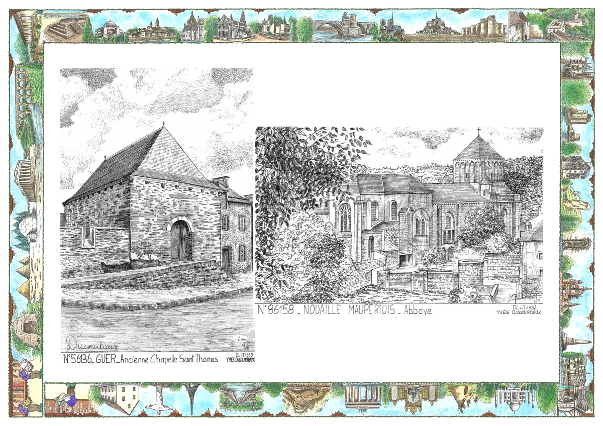MONOCARTE N 56136-86158 - GUER - ancienne chapelle st thomas / NOUAILLE MAUPERTUIS - abbaye
