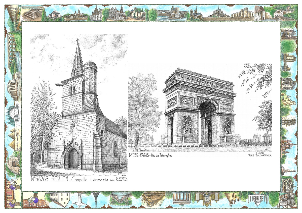 MONOCARTE N 56268-75005 - SEGLIEN - chapelle locmaria / PARIS - arc de triomphe