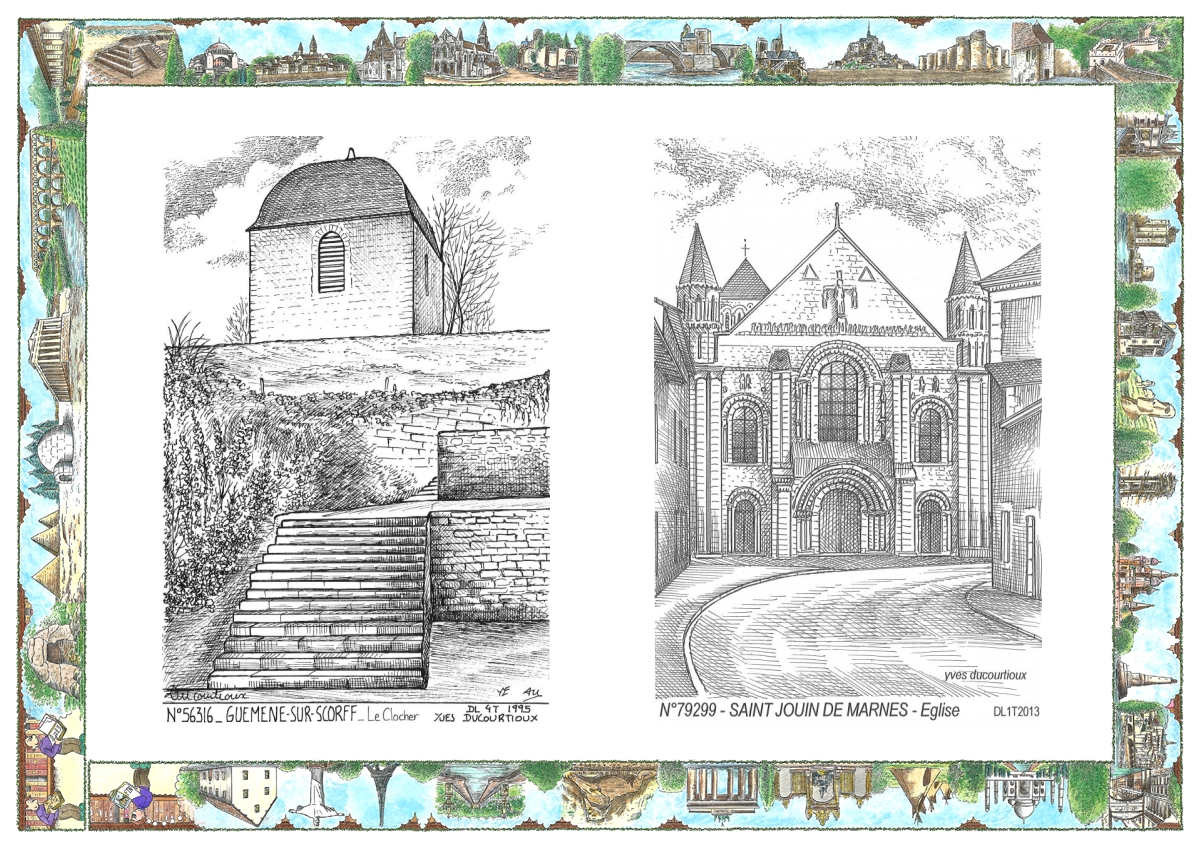 MONOCARTE N 56316-79299 - GUEMENE SUR SCORFF - le clocher / ST JOUIN DE MARNES - �glise