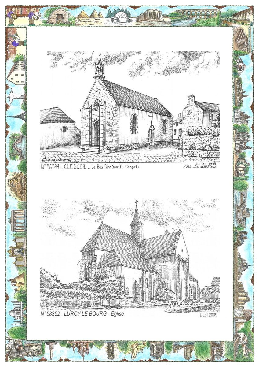 MONOCARTE N 56377-58352 - CLEGUER - chapelle au bas pont scorff / LURCY LE BOURG - �glise