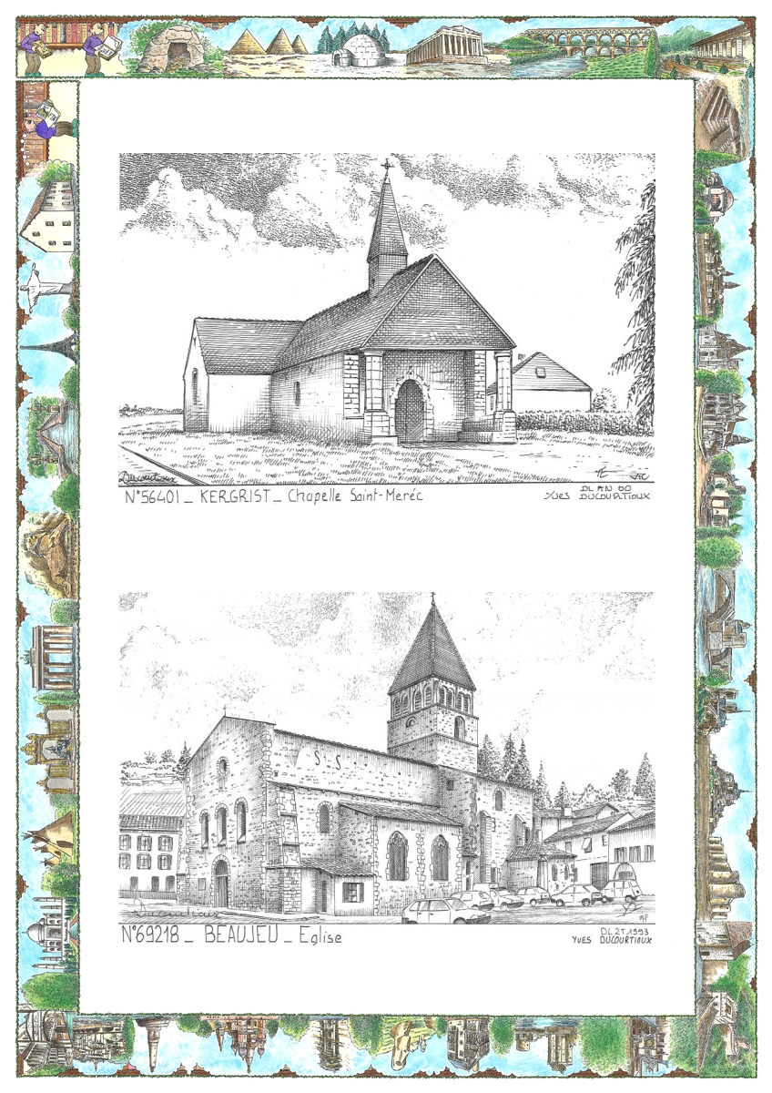 MONOCARTE N 56401-69218 - KERGRIST - chapelle st m�rec / BEAUJEU - �glise