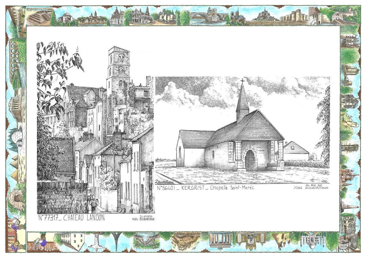MONOCARTE N 56401-77317 - KERGRIST - chapelle st m�rec / CHATEAU LANDON - vue