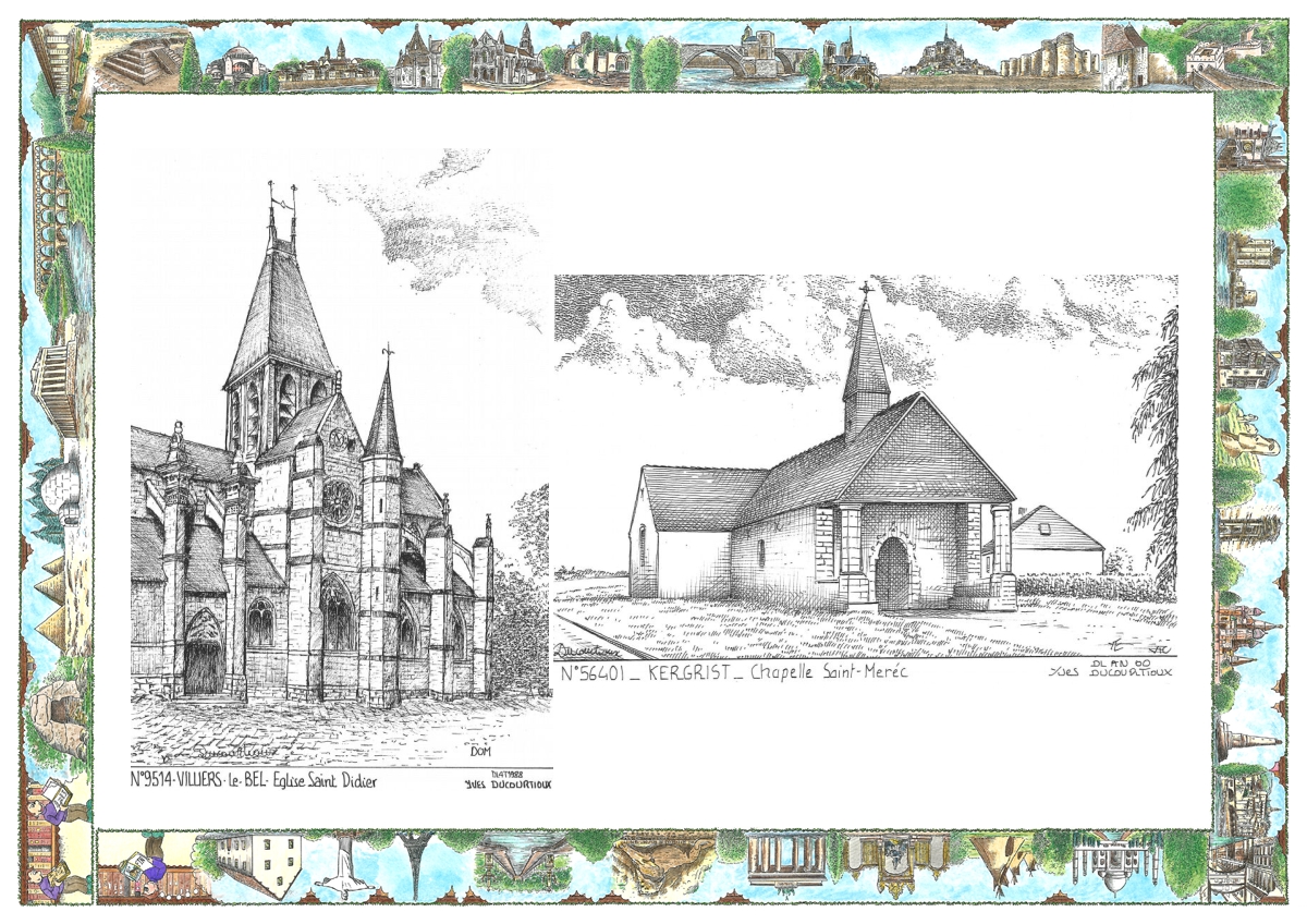 MONOCARTE N 56401-95014 - KERGRIST - chapelle st m�rec / VILLIERS LE BEL - �glise st didier