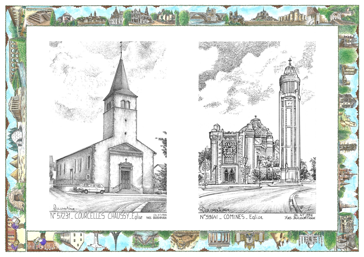 MONOCARTE N 57231-59641 - COURCELLES CHAUSSY - �glise / COMINES - �glise