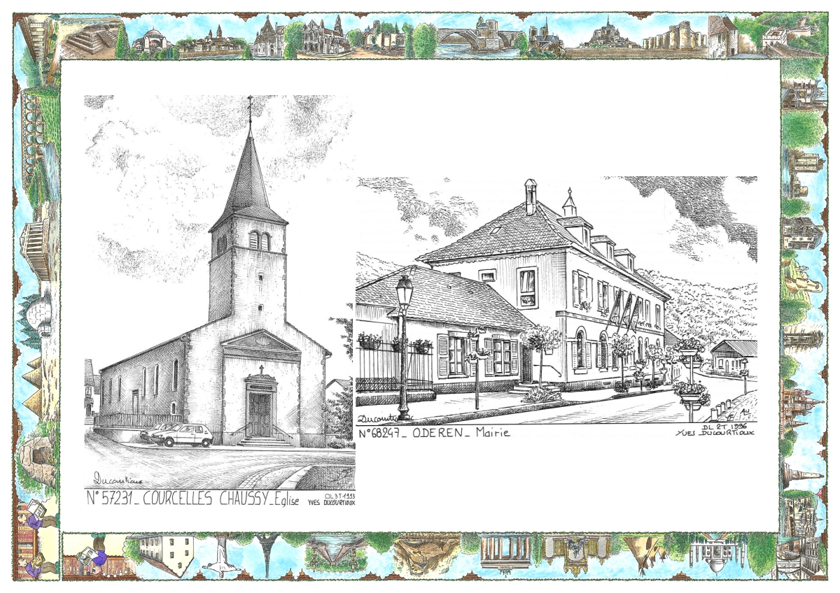 MONOCARTE N 57231-68247 - COURCELLES CHAUSSY - �glise / ODEREN - mairie
