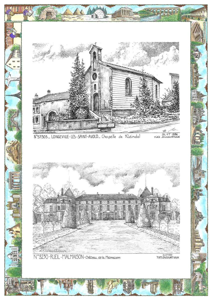 MONOCARTE N 57303-92030 - LONGEVILLE LES ST AVOLD - chapelle de kleindol / RUEIL MALMAISON - ch�teau de la malmaison