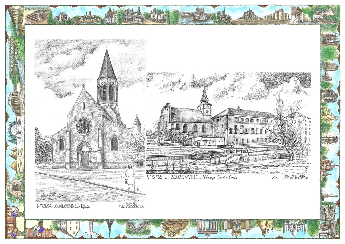MONOCARTE N 57331-78084 - BOUZONVILLE - abbaye ste croix / LOUVECIENNES - �glise