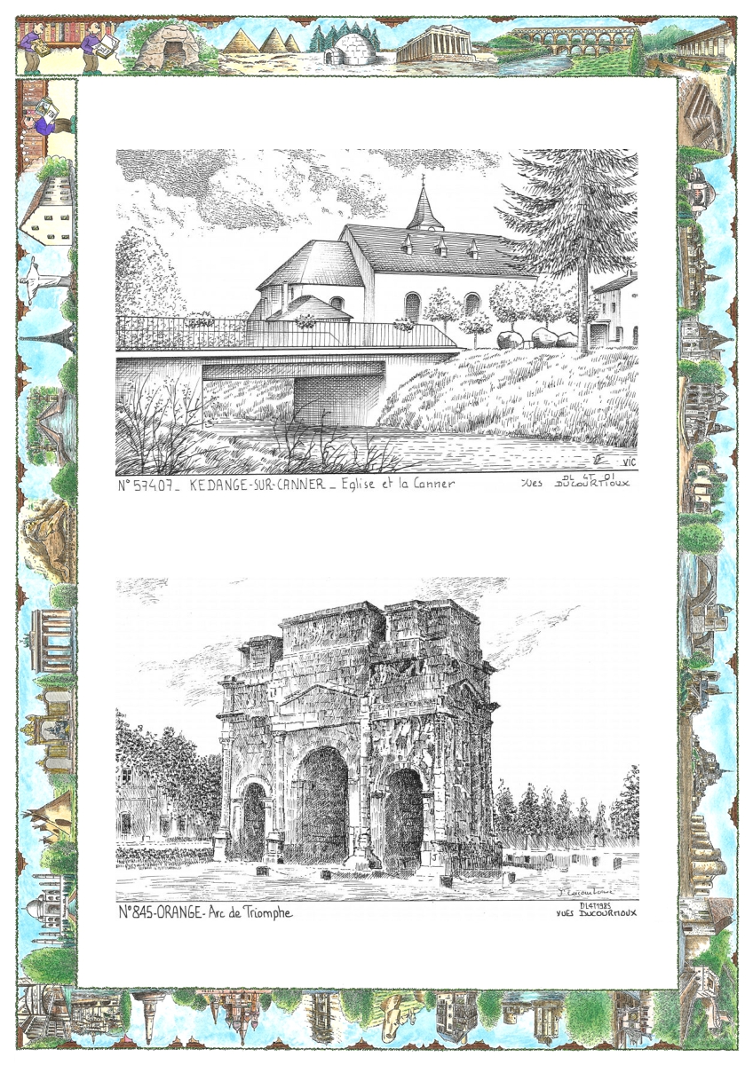 MONOCARTE N 57407-84005 - KEDANGE SUR CANNER - �glise et la canner / ORANGE - arc de triomphe