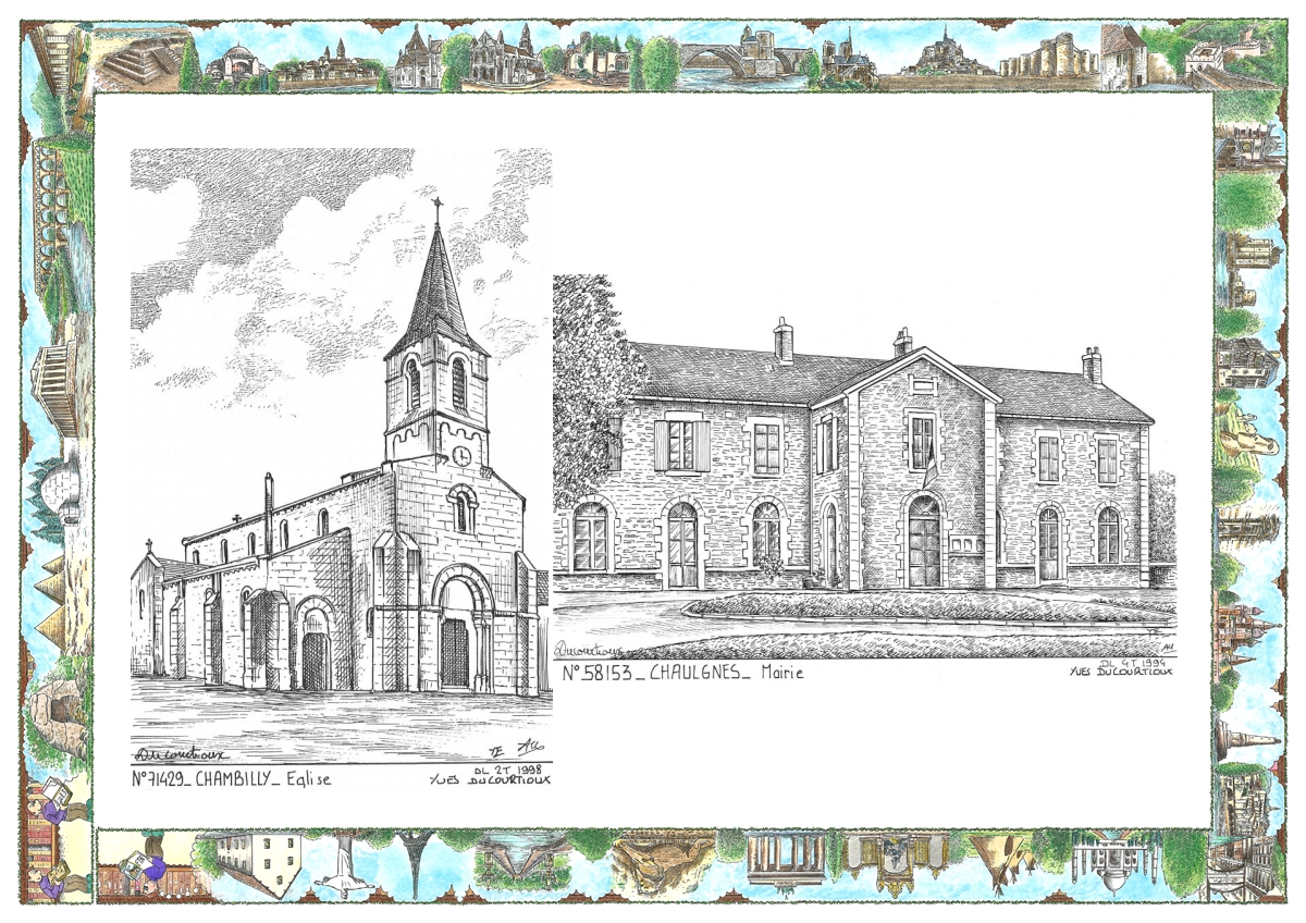 MONOCARTE N 58153-71429 - CHAULGNES - mairie / CHAMBILLY - �glise