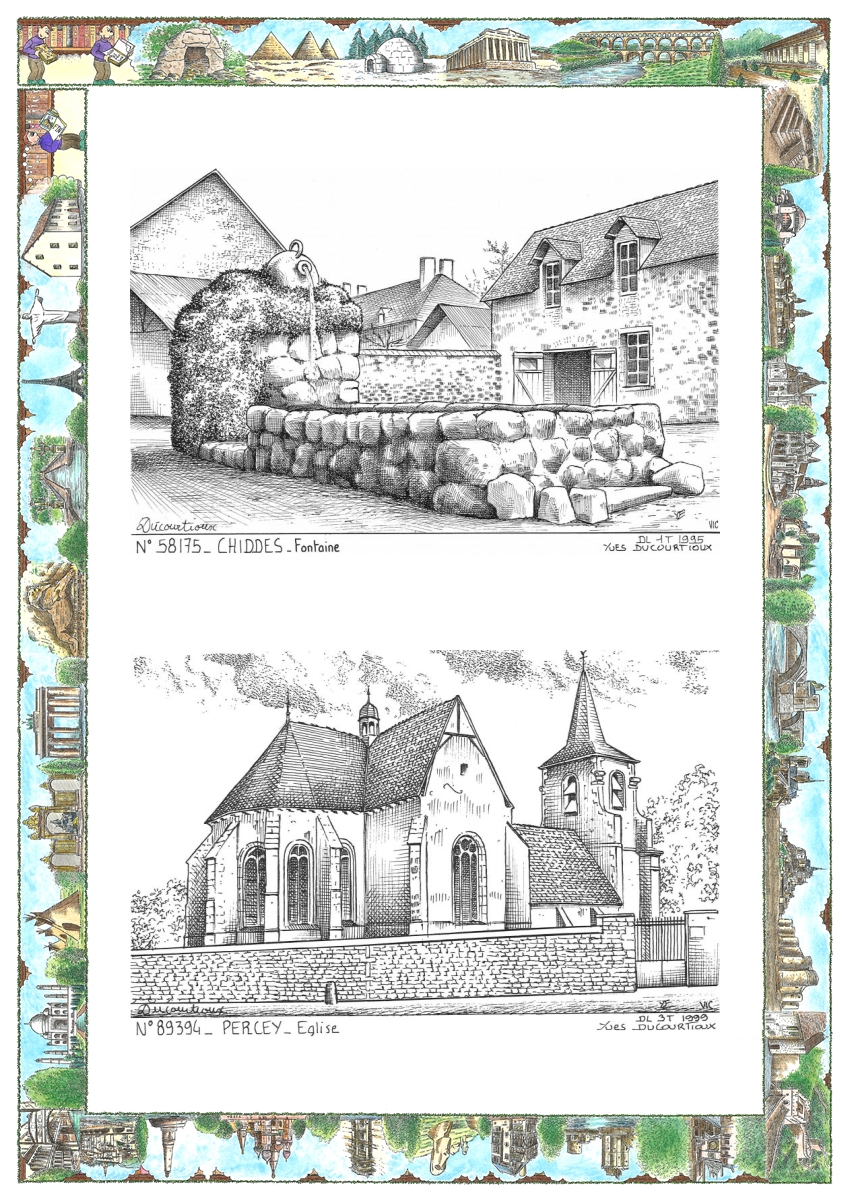 MONOCARTE N 58175-89394 - CHIDDES - fontaine / PERCEY - �glise