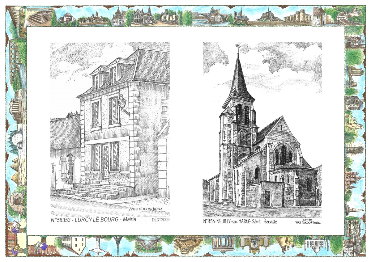 MONOCARTE N 58353-93003 - LURCY LE BOURG - mairie / NEUILLY SUR MARNE - st baudile