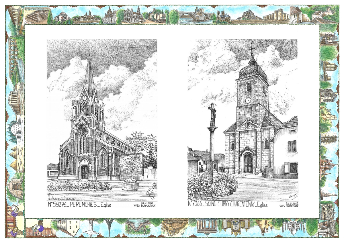 MONOCARTE N 59276-70066 - PERENCHIES - �glise / SOING CUBRY CHARENTENAY - �glise