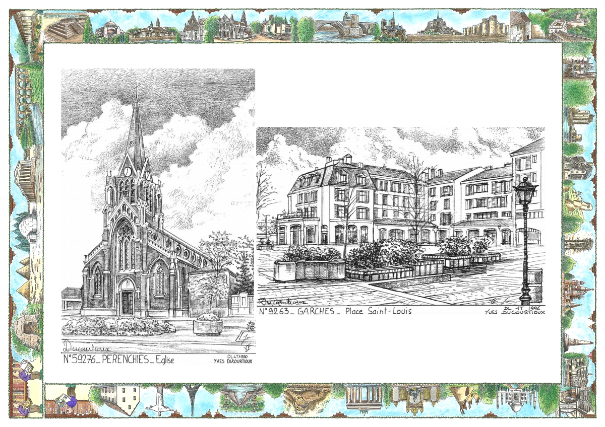 MONOCARTE N 59276-92063 - PERENCHIES - �glise / GARCHES - place st louis