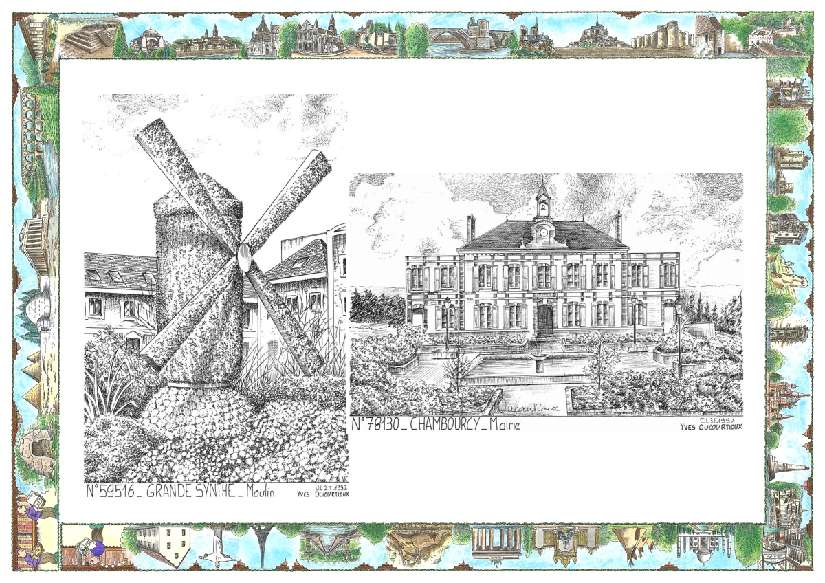 MONOCARTE N 59516-78130 - GRANDE SYNTHE - moulin / CHAMBOURCY - mairie