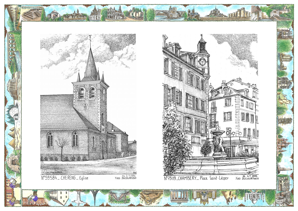 MONOCARTE N 59584-73119 - CHERENG - �glise / CHAMBERY - place st l�ger