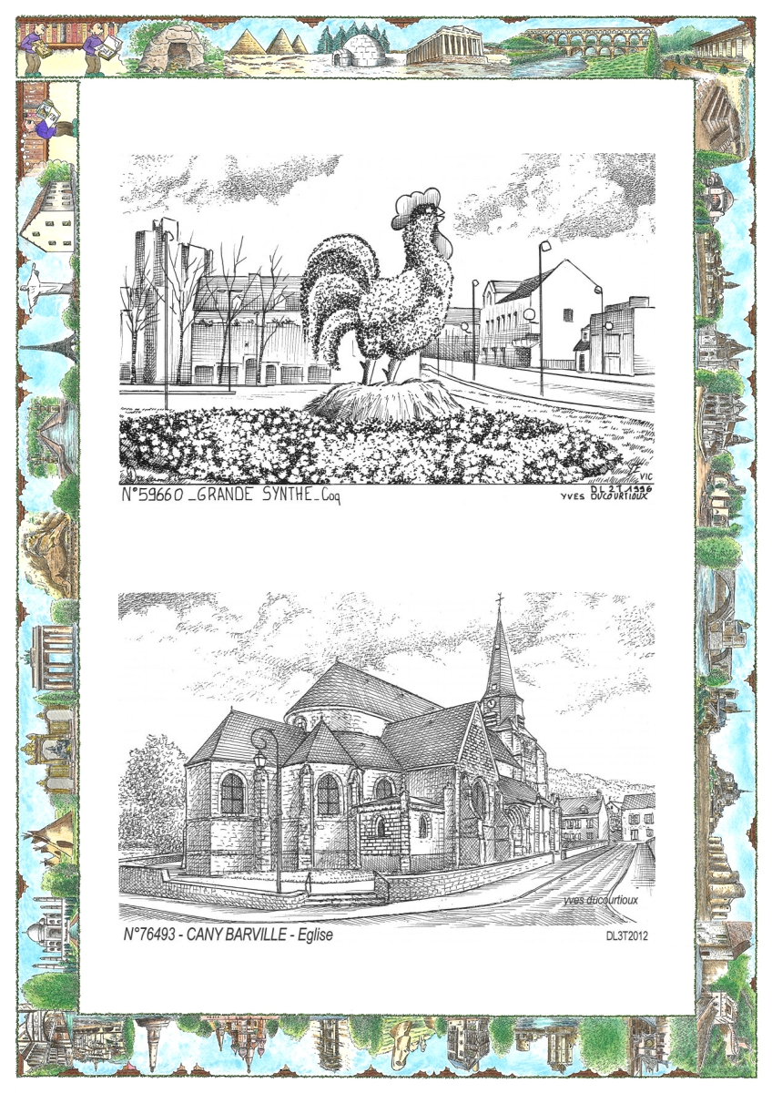 MONOCARTE N 59660-76493 - GRANDE SYNTHE - coq / CANY BARVILLE - �glise