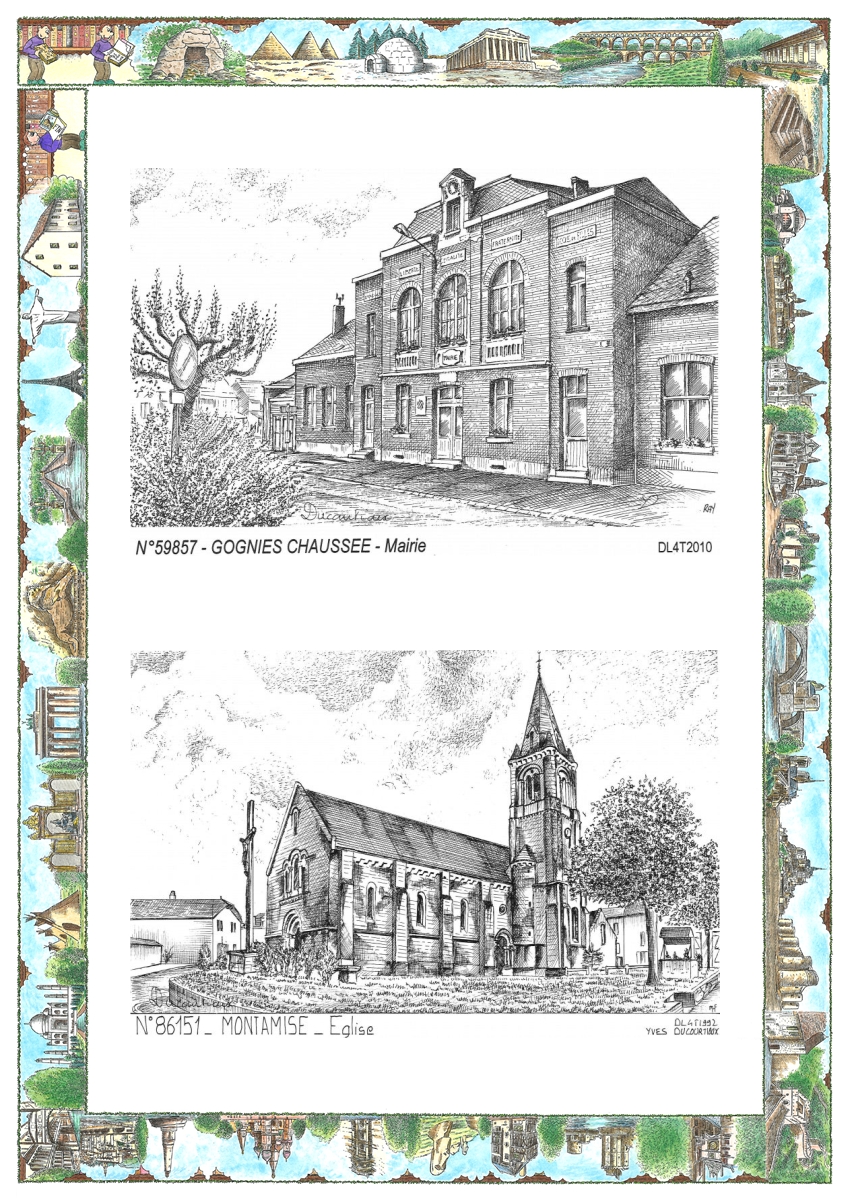 MONOCARTE N 59857-86151 - GOGNIES CHAUSSEE - mairie / MONTAMISE - �glise