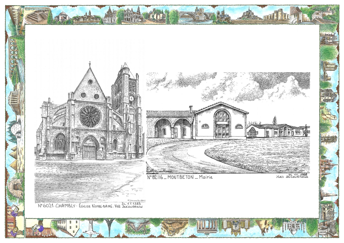 MONOCARTE N 60021-82116 - CHAMBLY - �glise notre dame / MONTBETON - mairie