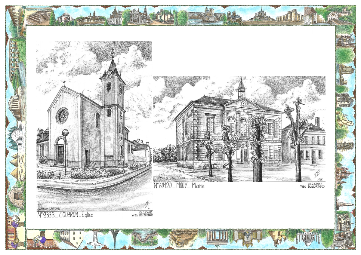 MONOCARTE N 60120-93038 - MOUY - mairie / COUBRON - �glise