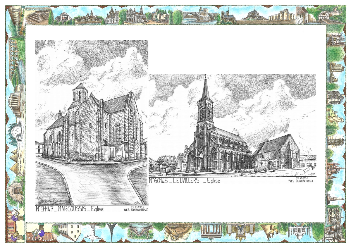 MONOCARTE N 60145-91147 - LIEUVILLERS - �glise / MARCOUSSIS - �glise