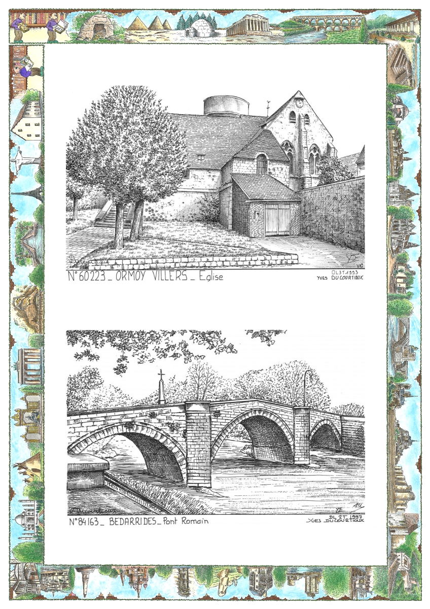 MONOCARTE N 60223-84163 - ORMOY VILLERS - �glise / BEDARRIDES - pont romain