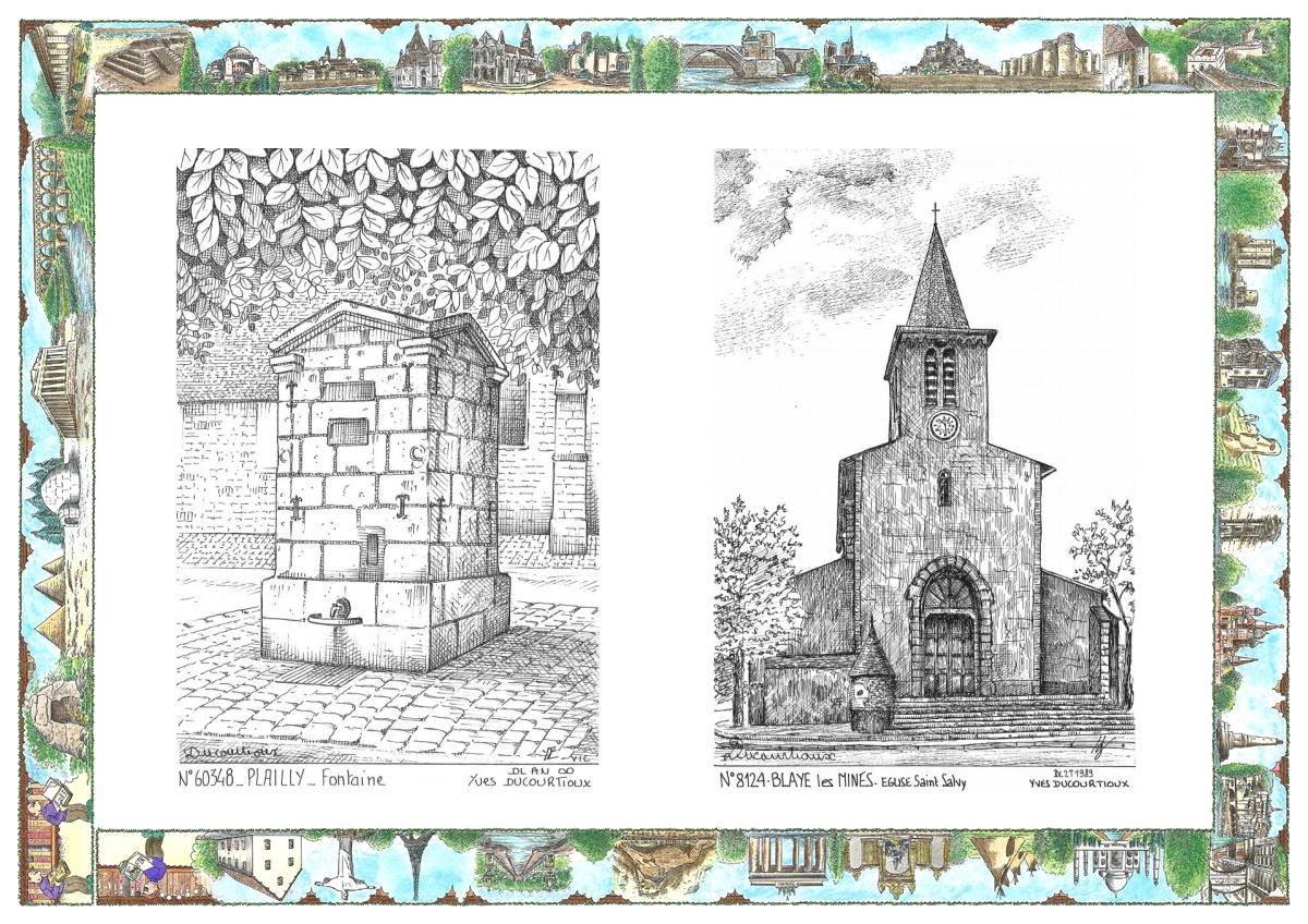 MONOCARTE N 60348-81024 - PLAILLY - fontaine / BLAYE LES MINES - �glise st salvy