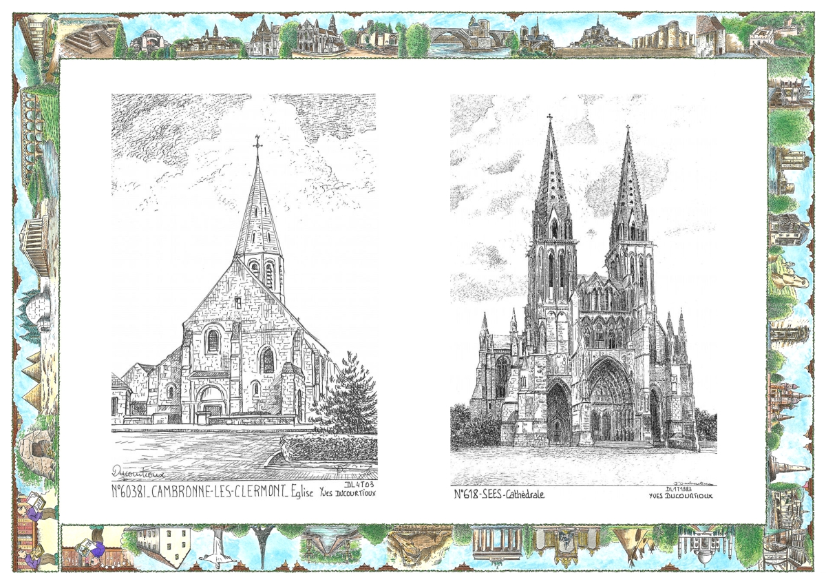 MONOCARTE N 60381-61008 - CAMBRONNE LES CLERMONT - �glise / SEES - cath�drale